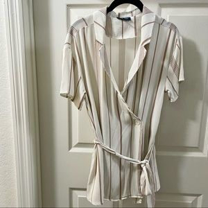 ModCloth Wrap Party Striped Surplice V-Neck Blouse (Small) NEW